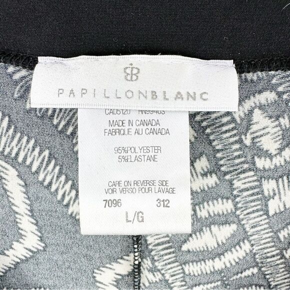 Papillon Black & White Mixed Pattern 3/4 Sleeve Dress Size - Picture 3 of 7